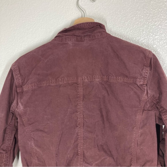 Lucky Brand Utility Cargo Jacket Womens Large Burgundy Cotton Zip And Buttons - Picture 10 of 14